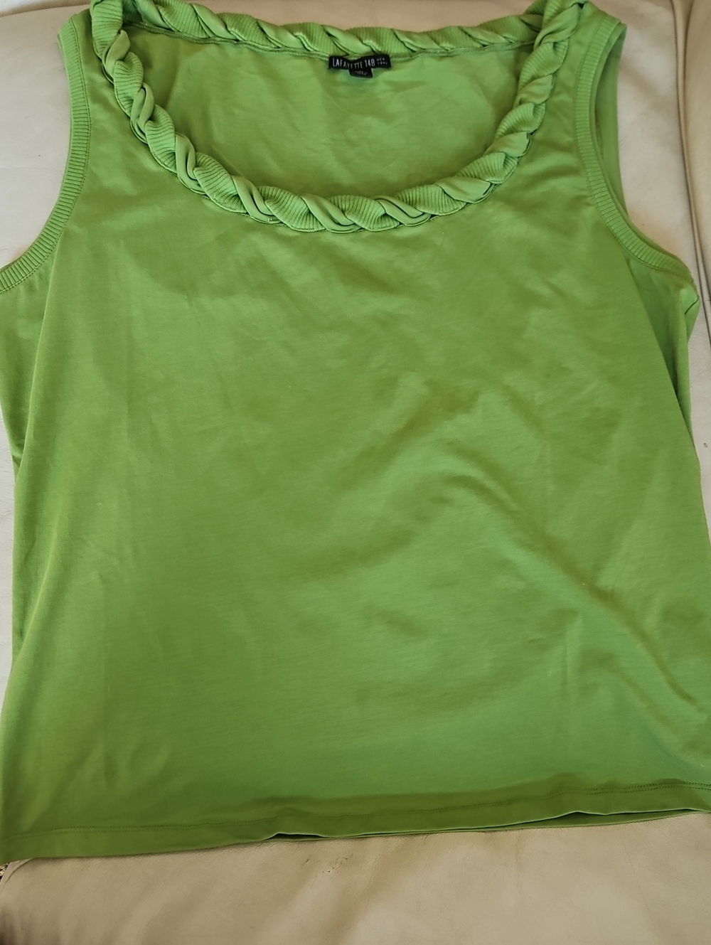 Lafayette 148 New York Braided-Neck Lime Green Tank